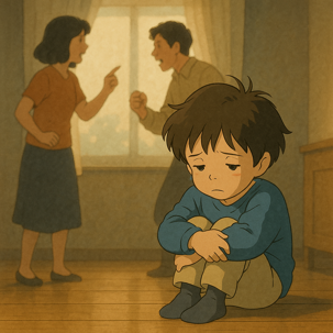 Child Sad While Parents Argue